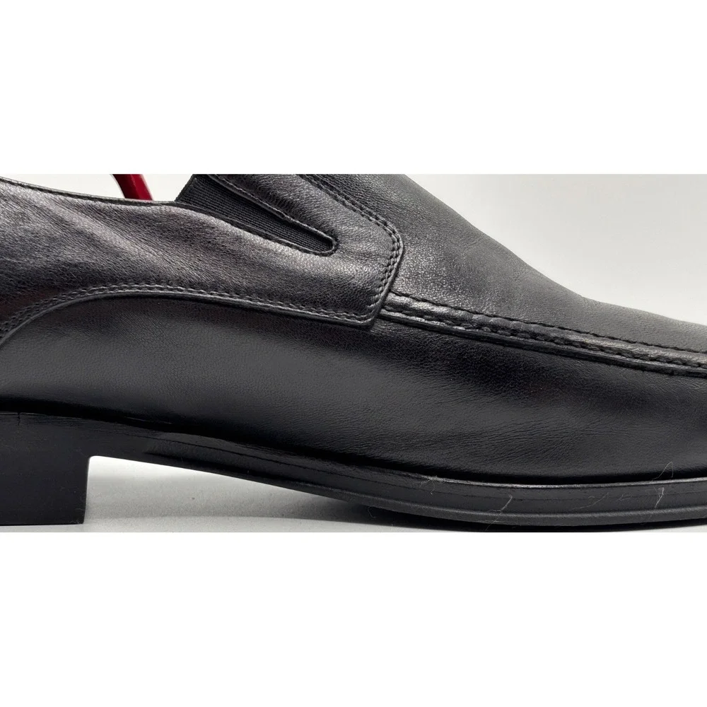 Monte Rosso Loafers Dress Shoes Mens Size 10 Black Leather Slip On Made in Italy